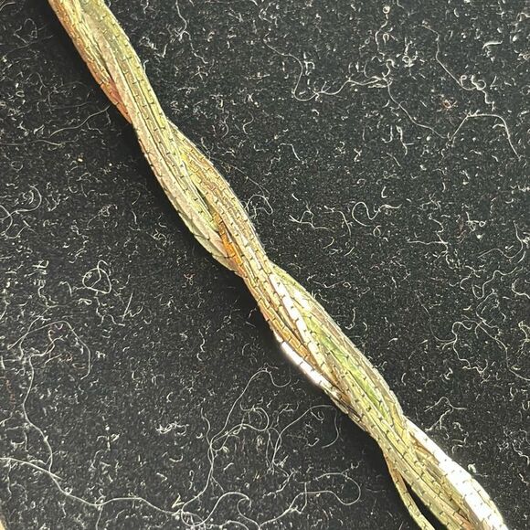 Vintage Mixed Metal Tone Twisted Chain Necklace Silver and Brass Tones 17” - Picture 2 of 4